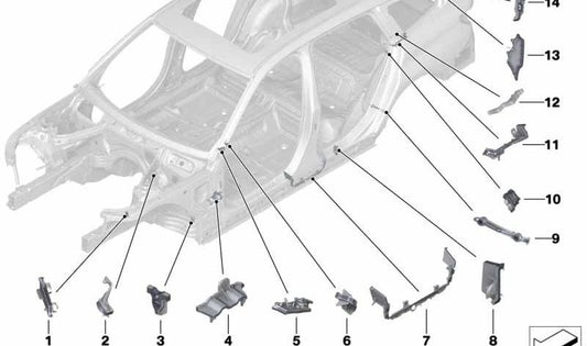 Pieza exterior pilar D OEM 41007440095 para BMW G21, G21N, G81, G81N. Recambio original BMW.
