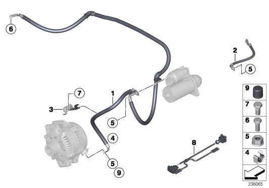 Cable de masa OEM 12427583740 para BMW Z4 E89 (sDrive18i, sDrive20i, sDrive23i) con motores N20 y N52K. Compatible con modelos de 2009 a 2016. Repuesto original BMW.