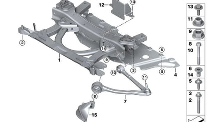 Buje de brazo de suspensión OEM 31106858282 para BMW i3 (I01). Original BMW.
