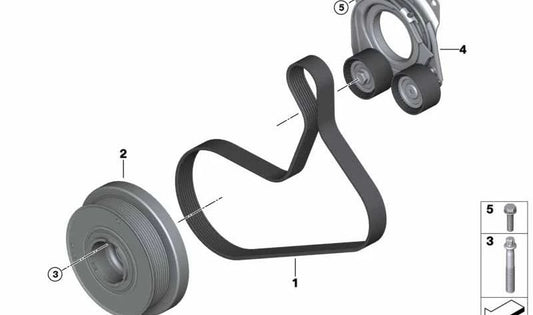 Tensor de correa mecánico OEM 11288598908 para BMW G20, G21, G22, G23, G26, G30, G31, G32, G11, G12, G14, G15, G16, G01, G02, G05, G06, G07. Original BMW.