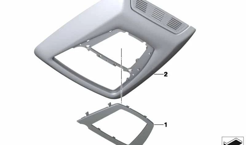 Embellecedor central techo everest-grau OEM 61319215831 para BMW F07, F07N, F10, F10N, F11, F11N, F18, F18N, F06, F06N, F13, F13N. Recambio original BMW.