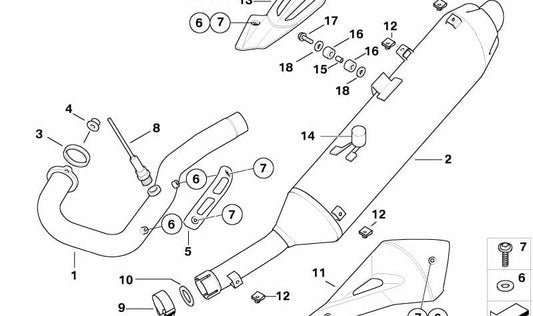 Protección térmica trasera OEM 18127696782 para motos BMW G 650 X (K15). Original BMW Motorrad.