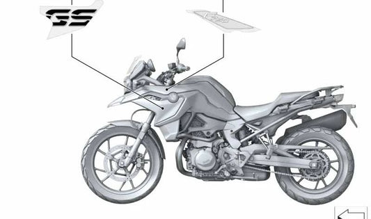 Inscripción izquierda OEM 51149829461 para motos BMW F750GS, F800GS. Original BMW Motorrad.