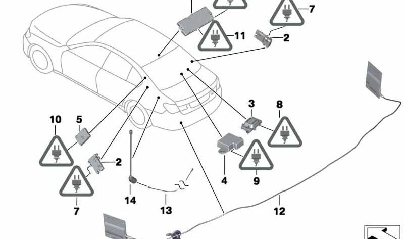 Antenas que recebem diversidade para BMW F01N, F02N (OEM 65209346802). BMW original.