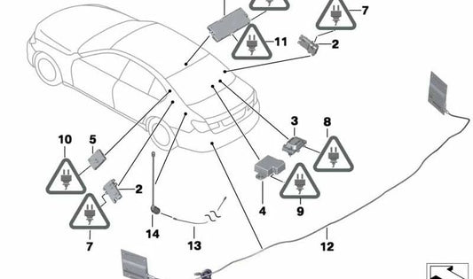Antennes de réception de diversité pour BMW F01N, F02N (OEM 65209346802). BMW d'origine.