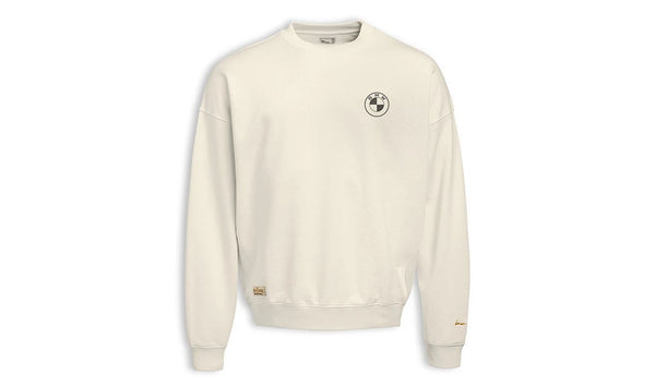 Sudadera BMW Motorrad Boxer blanca para hombre, OEM 76615B3E309. Con logo BMW en el pecho y texto "BMW Motorrad Boxer" en la espalda. Original BMW Motorrad. Tallas S a 3XL. Material 100% algodón.