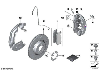 Set di blocchi per la BMW F87, G87, F80, G80, G81, F82, G82, G83, F10, F90, F06, F12, F13, F91, F92, F93, F85, F95, F96 (OEM 34117845750). BMW originale