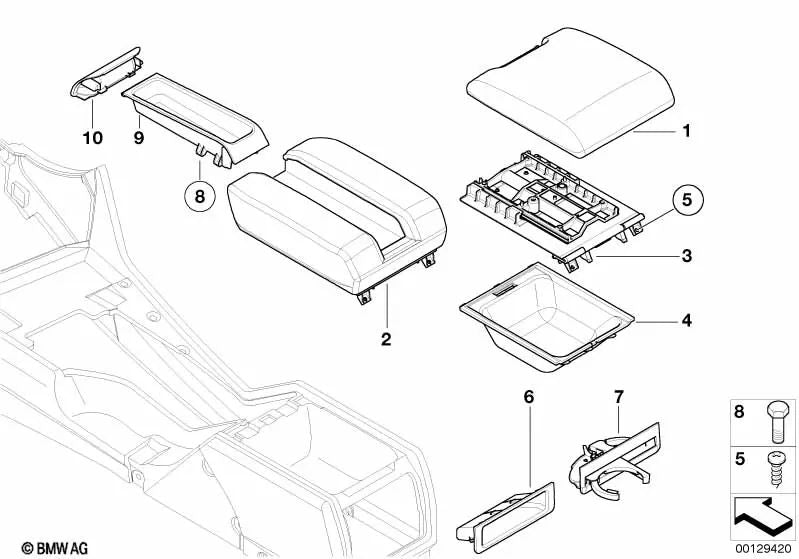 Zentrales Telefonschieber für BMW E39 (OEM 51168213874). Original BMW.