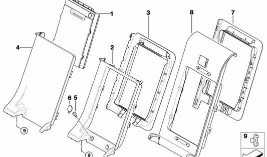 Structure de la couverture de ski OEM 52209130735 pour BMW E70, E71. BMW d'origine.