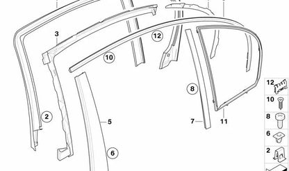 Marco fijo de la ventanilla lateral derecha OEM 51357033646 para BMW E60, E61. Original BMW.