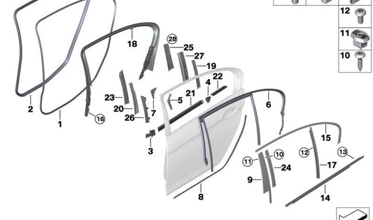 Moldagem Bilar B OEM traseiro direito OEM 51357336976 Para BMW G30, G31, G38. BMW original.