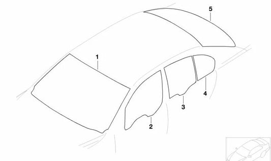 Green rear window for BMW 7 Series E65, E66 (OEM 51317070558). Original BMW