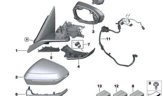 Bottom left base housing for BMW 5 Series G60, G61, G90, 7 Series G70 (OEM 51165A356A1). Original BMW