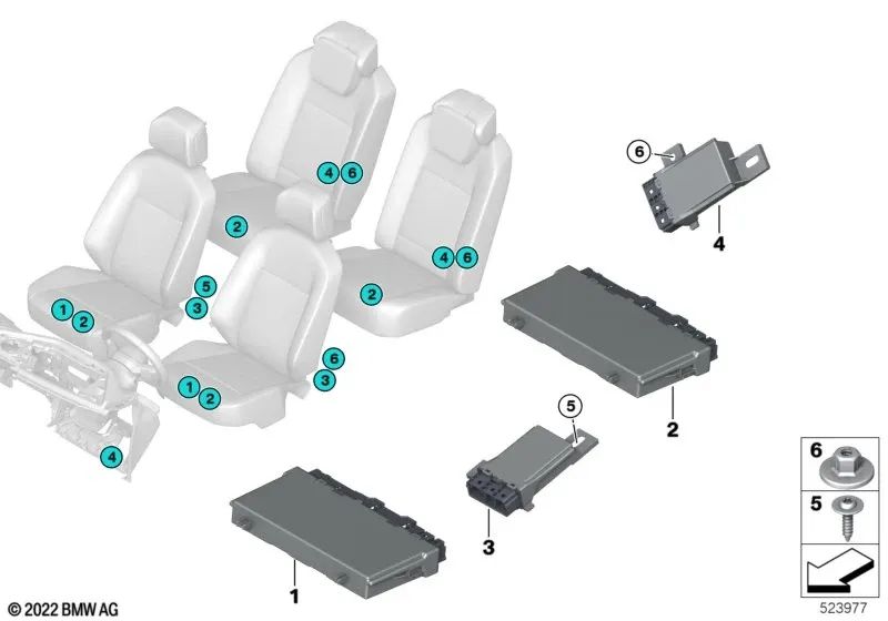 Seat module for BMW 7 Series G70, i I20, XM G09 (OEM 61355A6A445). Original BMW.