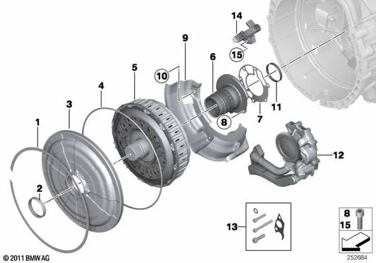 Parafuso cilíndrico para BMW E82, E88, F87, F80, F10, F06, F12, F13, E89 (OEM 28407845458). BMW original