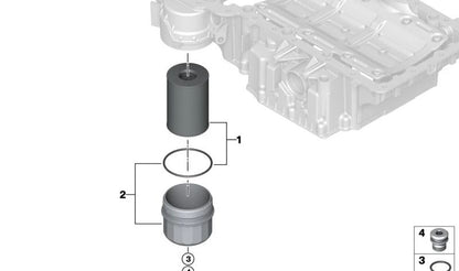 Juego de inserción de filtro de aceite para BMW Serie 5 F07, F10, F11, G30, Serie 6 F06, F12, F13, Serie 7 F01N, F02N, F04, G11, G12, Serie 8 G14, G15, G16, X5 E70N, F15, G05, X6 E71, F16, G06, X7 G07 (OEM 11427583220). Original BMW