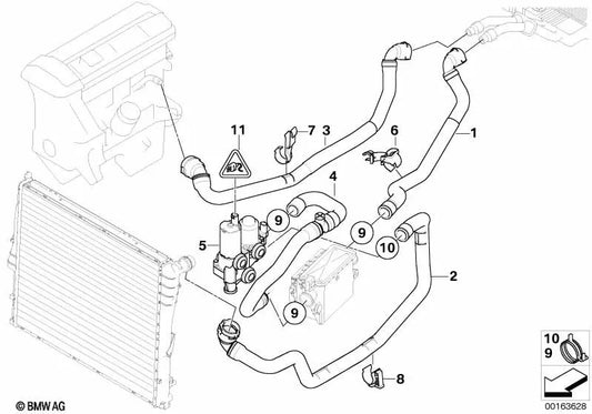 Tubo della valvola dell'acqua - Circuito del motore per BMW E83N (OEM 64213448075). BMW originale