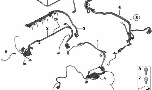 Engine Wiring Harness Sensor Adapter 2 for BMW F06, F12, F13, F01N, F02N (OEM 12517606387). Original BMW