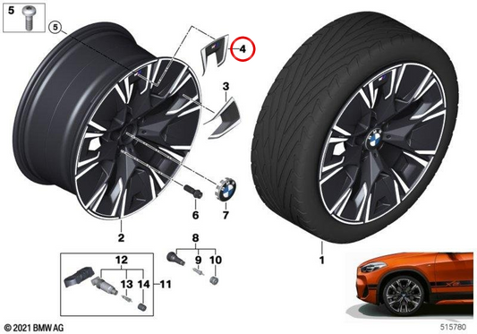 Insert for alloy tire Aerodynamikrad 890 OEM 36105A2BF90 for BMW G08. Original BMW.