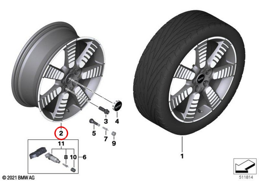 Cerchio in lega leggera 7Jx18 ET54 Jet Black Uni OEM 36105A31927 per MINI F55 LCI, F56 LCI, MINI Cabrio F57 LCI (2020-2024). MINI originale.