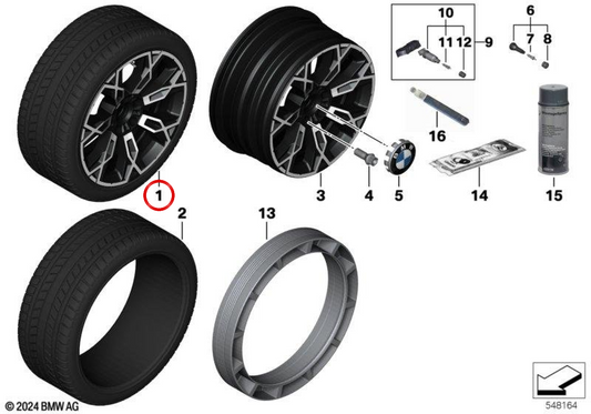 Rueda completa de verano PAX RDC 433MHz OEM 36105A36153 para BMW Serie 7 (G11, G12). Original BMW.