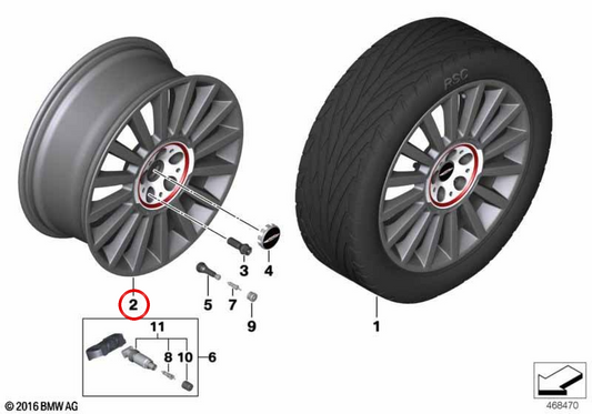 Leichtmetallrad 19" 8J ET47 Farbe Orbitgrey OEM 36106874570 für MINI Countryman F60 (2015-2020), Countryman F60 LCI (2019-2024). Original MINI.