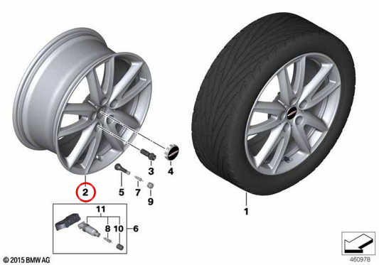 Cerchio in alluminio JCW Grip Spoke 520 Jet Black Uni 18" OEM 36106875415 per MINI Clubman F54, F54 LCI. MINI originale.