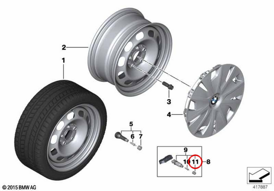 Roues de couverture de soupape (RDCI) OEM 36106879164 pour BMW F40 (116d, 116i, 118d, 118i). BMW d'origine.