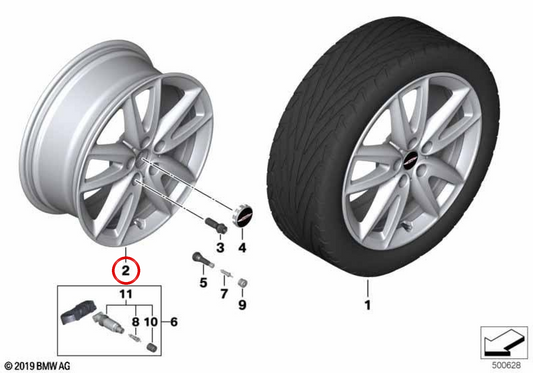 JCW Grip Spoke 815 6.5Jx18 ET42 Jet Black Uni OEM 36106887611 Cerchio in lega leggera per MINI Clubman F54/F54 LCI, Countryman F60/F60 LCI. MINI originale.