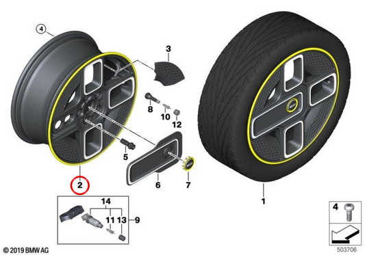 Corona Spoke 737 17" Aluminiumrad OEM 36106889171 für MINI F56 BEV, F56 LCI, F56 BEV LCI. Original MINI.