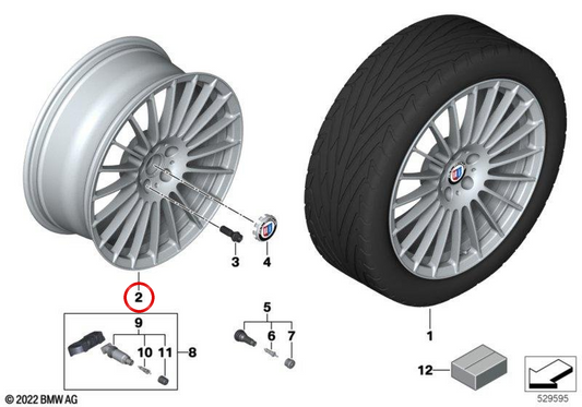 Tire en alliage OEM 36107992612 pour BMW G16. BMW d'origine.