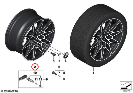 Alloy Tire M double radio 826m OEM 36108093836 pour BMW G80, G81, G82, G83. BMW d'origine.