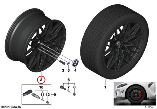 Rear alloy wheel 10.5Jx21 ET20 matte bronze-gold OEM 36108746992 for BMW G87 M2, G80 M3, G81 M3 Touring, G82 M4 Coupé, G83 M4 Cabrio... and more. Original BMW