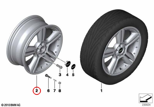 Leichtmetallfelge 7,5Jx18 ET52 schwarz 5-Sterne Doppelspeiche R127 OEM 36109803727 für MINI Countryman R60, Paceman R61… Original MINI.