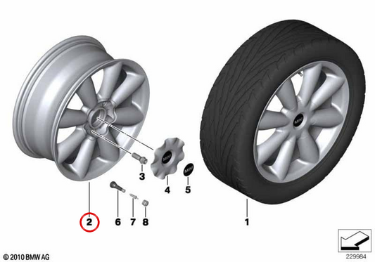 Cerchio in alluminio antracite Turbo Fan 18" OEM 36109804374 per MINI Countryman R60, Paceman R61. Originale MINI.