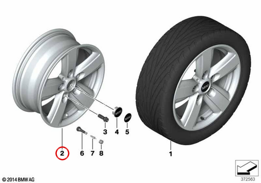 Alloy wheel 5-Star Air Spoke 140 silver 6.5Jx16 ET46 OEM 36109811729 for MINI Countryman R60, MINI Paceman R61... and more. Original MINI.