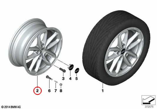 Jante en alliage léger 7Jx17 ET50 couleur argent OEM 36109811730 pour MINI Countryman R60, MINI Paceman R61… et plus. MINI d'origine.