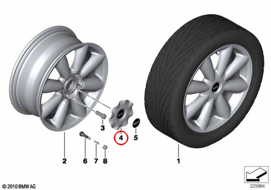 Calota cinza órbita 18" OEM 36109813648 para MINI Countryman R60, Paceman R61. MINI original.