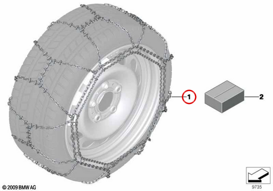 RUD-MATIC CONFORT OEM Snow Chains 36110426949 pour BMW E53, E70, F15, G05, E71, E72, F16. BMW d'origine.