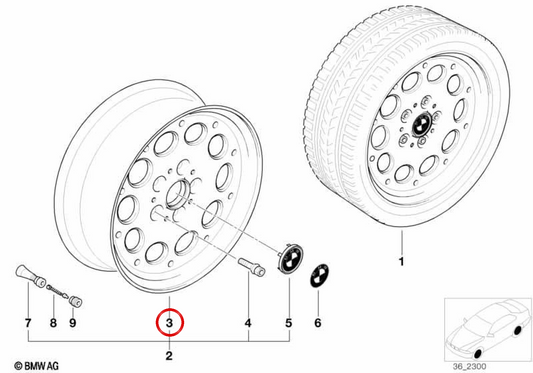 Z-Line Styling 36 Aluminiumrad OEM 36111092408 für BMW E36, E46, Z3. Original BMW.