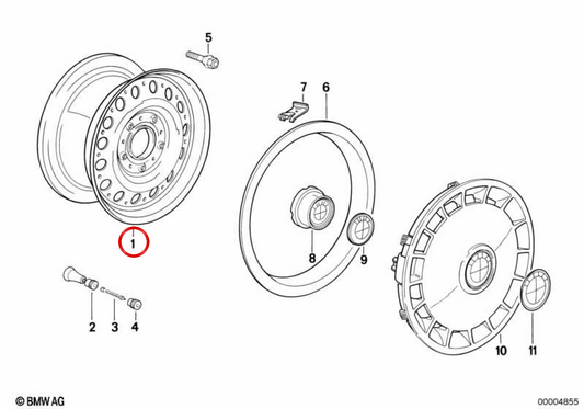 Silver Steel Tire OEM 36111125684 pour BMW E30. BMW d'origine.