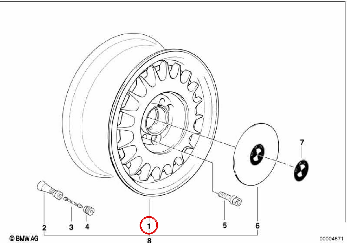 Llanta de aluminio Classic-Styling 2 OEM 36111179761 para BMW E34, E24, E32. Original BMW.