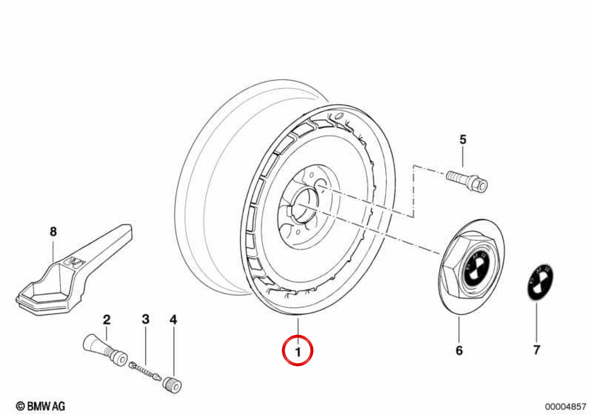 Styling Classic 3 OEM 36111180324 Piene in lega per BMW E34, E32. BMW originale.