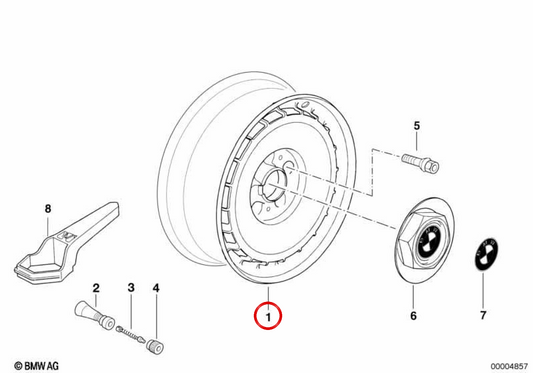 Styling Classic 3 OEM 36111180324 Piene in lega per BMW E34, E32. BMW originale.