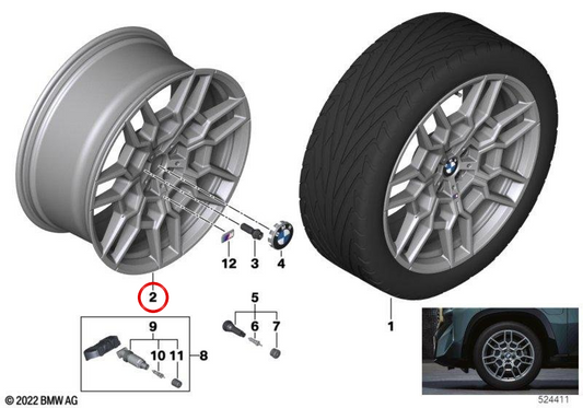 Piene in lega M Double Radio 918 OEM 36111543958 per BMW E53, E70, F15, E71, F16. BMW originale.