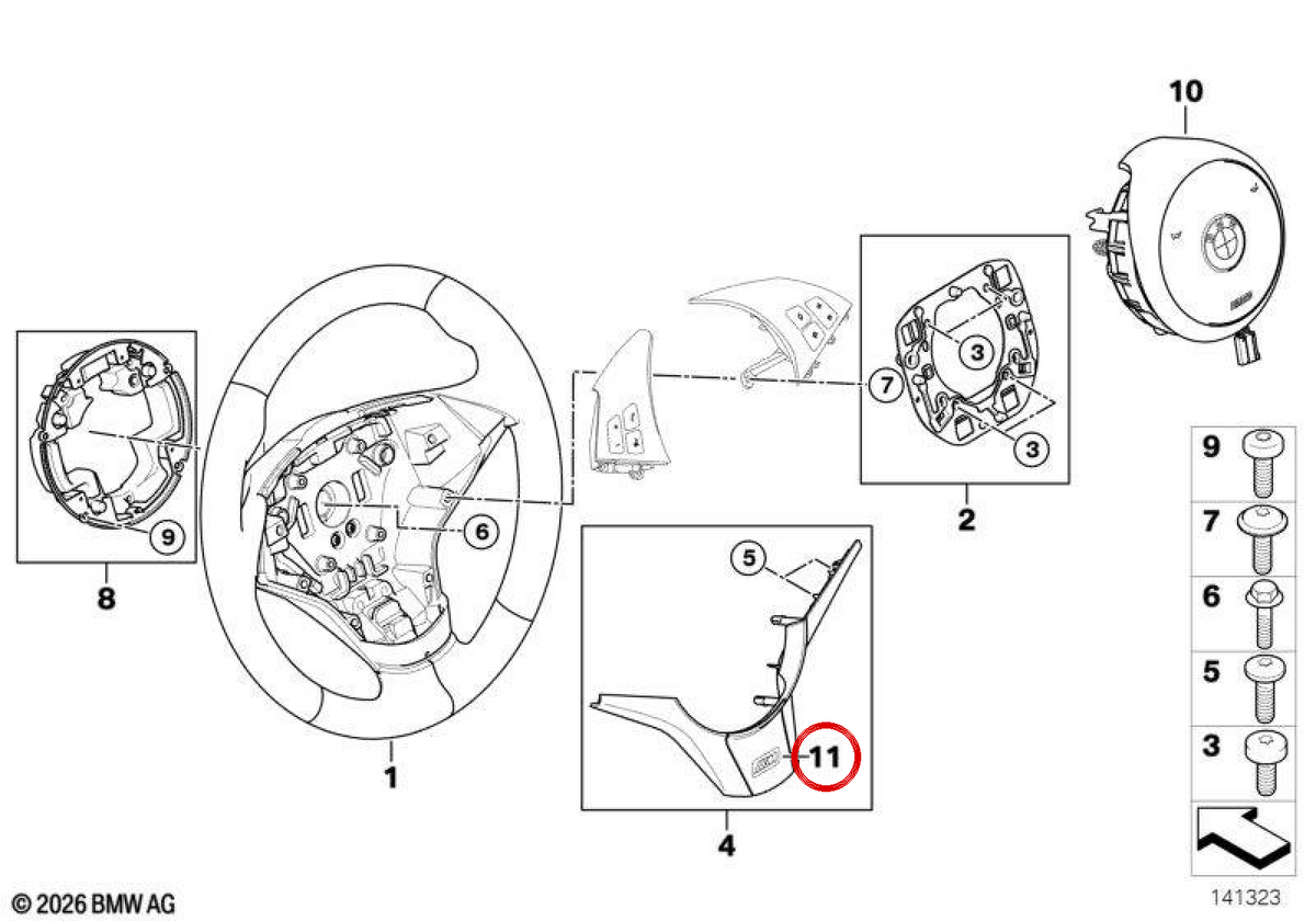 M emblem for rims OEM 36112228660 for BMW E46, F30, G20, E36... and more. Genuine BMW.