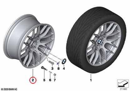 M Performance Alloy Wheels Y Style 359 OEM 36112284060 for BMW E82, E90, E92. Original BMW.