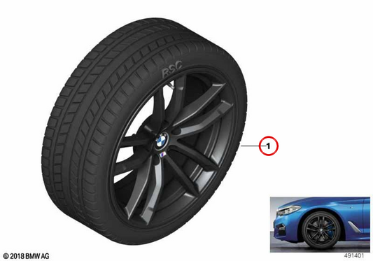 Roda de inverno completa M Double Spoke 662 OEM 36112462550 para BMW G30, G31. BMW genuíno.