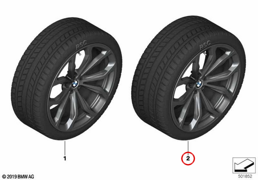 Pneumatico invernale completo Y-Speiche 695 OEM 36112472749 per BMW G01, G02. BMW originale.