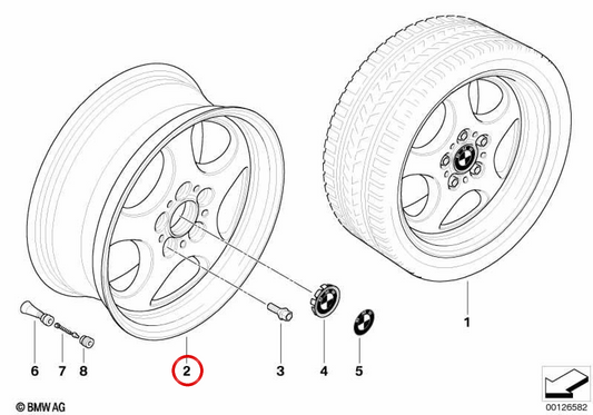 Pneu en alliage de style ellipsoïde 109 OEM 36113401197 pour BMW E83. BMW d'origine.